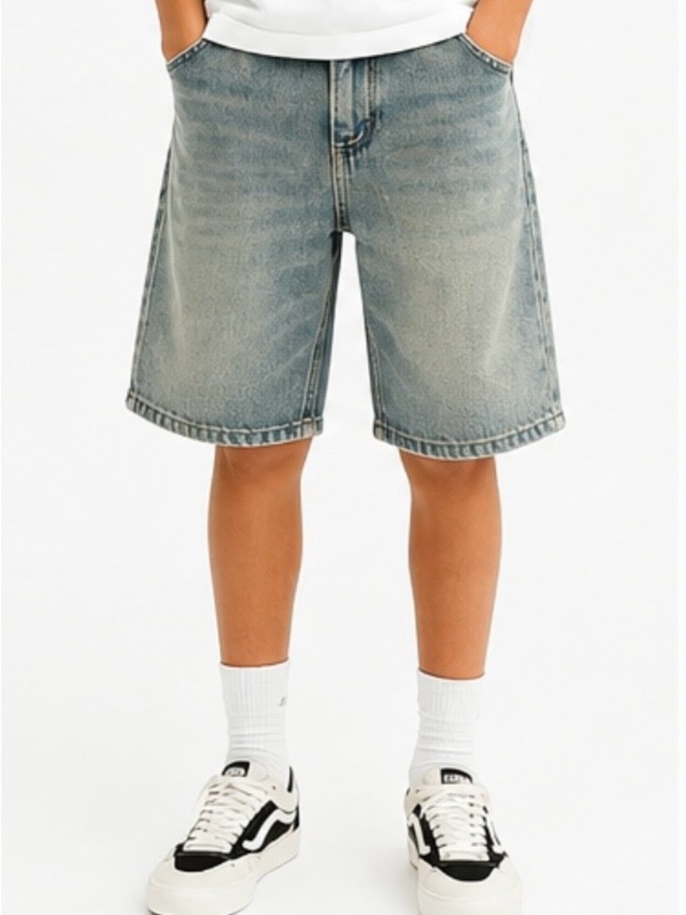 Zara Boys Relaxed Fit Denim Shorts Light Wash Size 13-14